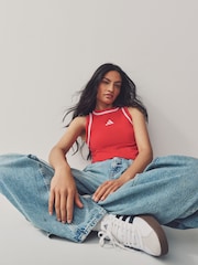 adidas Red Colourblock Crop Vest - Image 4 of 6