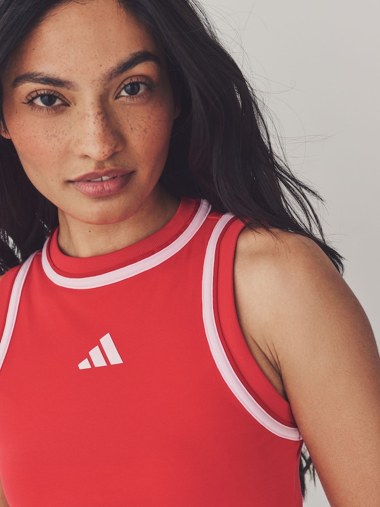 adidas Red Colourblock Crop Vest - Image 5 of 6
