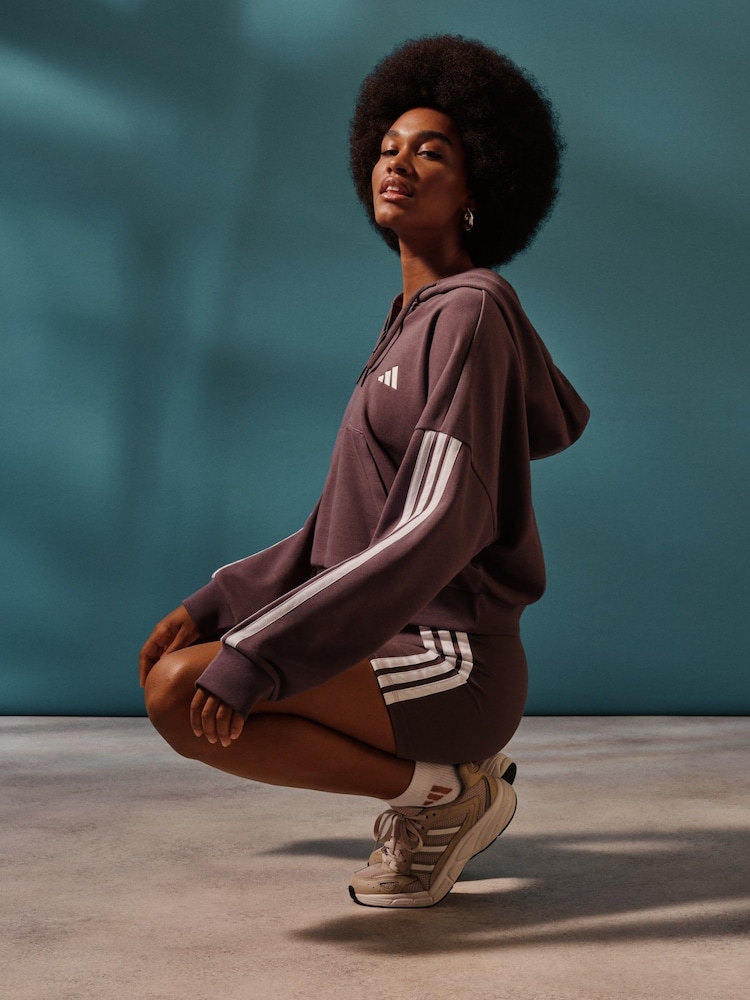 adidas Grey 3 Stripe Bike Shorts - Image 2 of 7 adidas Grey 3 Stripe Bike Shorts - Image 2 of 7