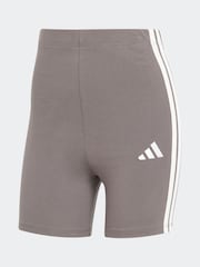 adidas Grey 3 Stripe Bike Shorts - Image 6 of 6