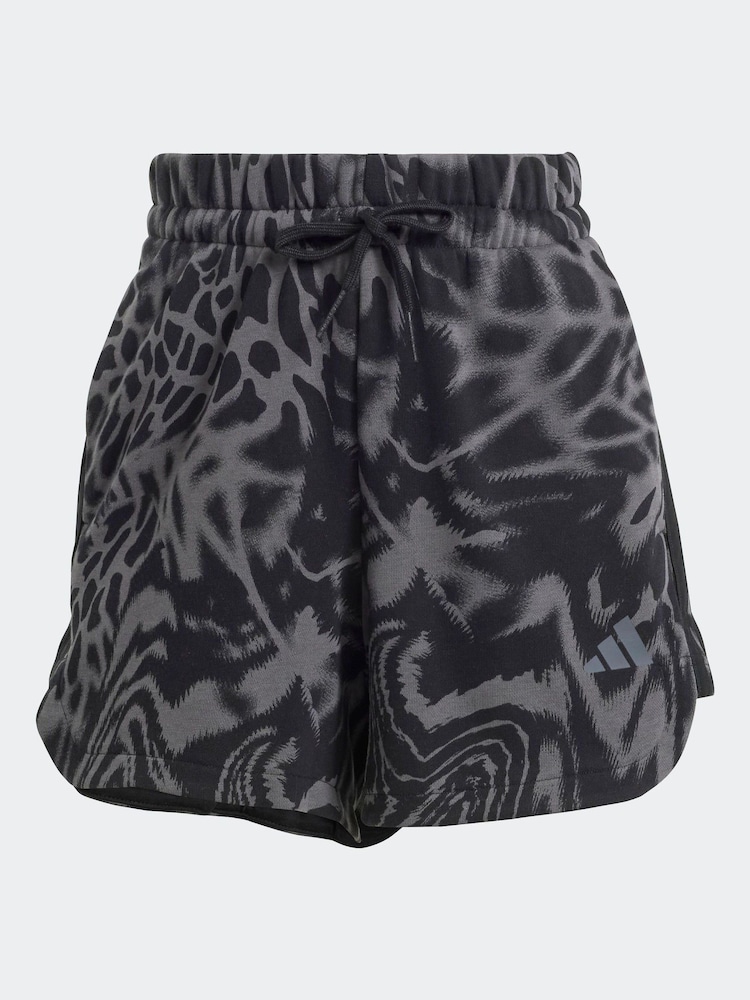 adidas Natural All Over Print 3-Stripe Shorts - Image 6 of 6
