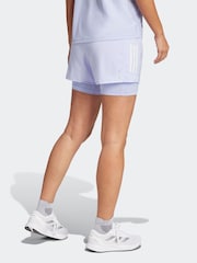 adidas Purple Own The Run 3 Stripe Shorts - Image 3 of 7
