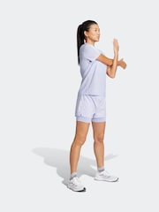 adidas Purple Own The Run 3 Stripe Shorts - Image 4 of 7