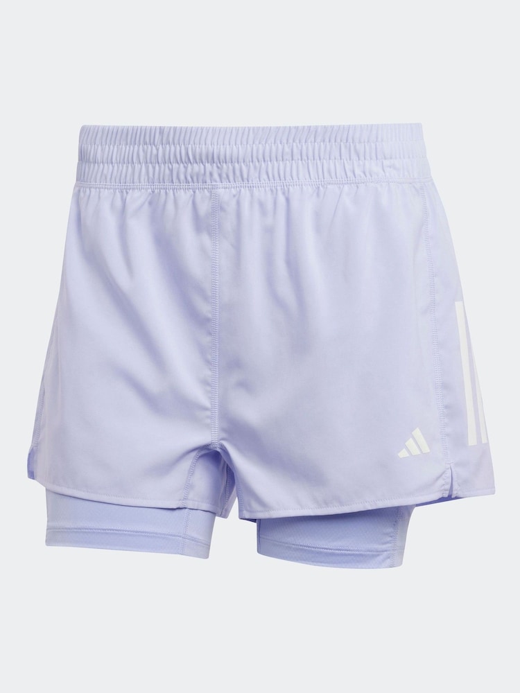 adidas Purple Own The Run 3 Stripe Shorts - Image 7 of 7