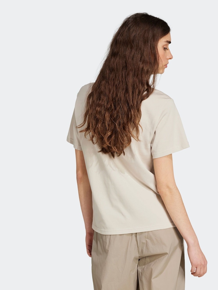 adidas Cream 100% Cotton T-Shirt - Image 2 of 6