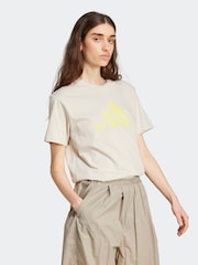 adidas Cream 100% Cotton T-Shirt - Image 3 of 6