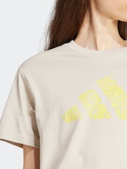 adidas Cream 100% Cotton T-Shirt - Image 4 of 6
