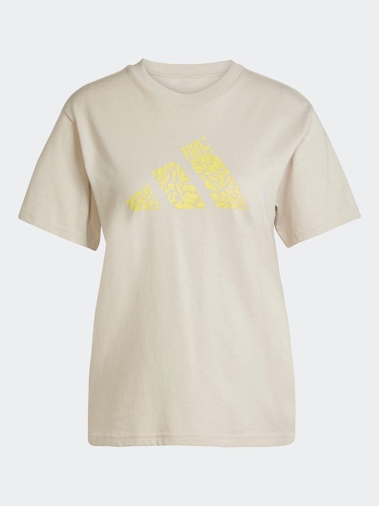 adidas Cream 100% Cotton T-Shirt - Image 6 of 6