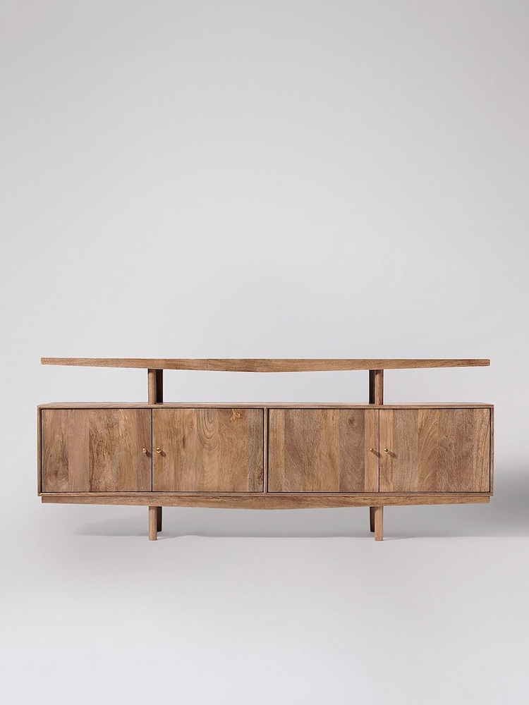 Swoon Light Brown Lofta Mango Wood 4 Door Sideboard - Image 2 of 7 Swoon Light Brown Lofta Mango Wood 4 Door Sideboard - Image 2 of 7