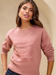 Lipsy Pink Round Neck Sweatshirt - Image 1 of 4