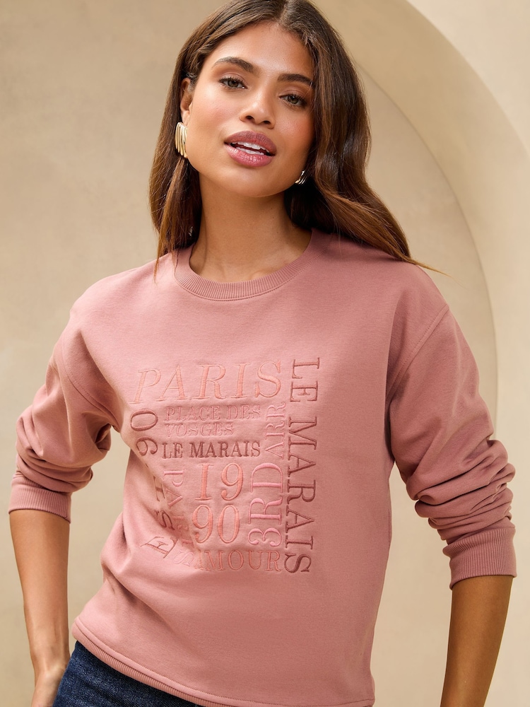 Lipsy Pink Round Neck Sweatshirt - Image 1 of 4 Lipsy Pink Round Neck Sweatshirt - Image 1 of 4
