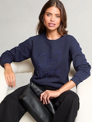 Lipsy Navy Round Neck Sweatshirt - Image 1 of 4