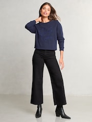 Lipsy Navy Round Neck Sweatshirt - Image 3 of 4