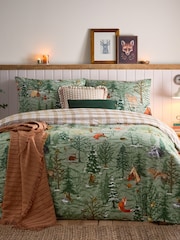 Furn Oak Green Lodge Wood 100% Cotton 100Brushed Duvet Cover Set - Image 1 of 4