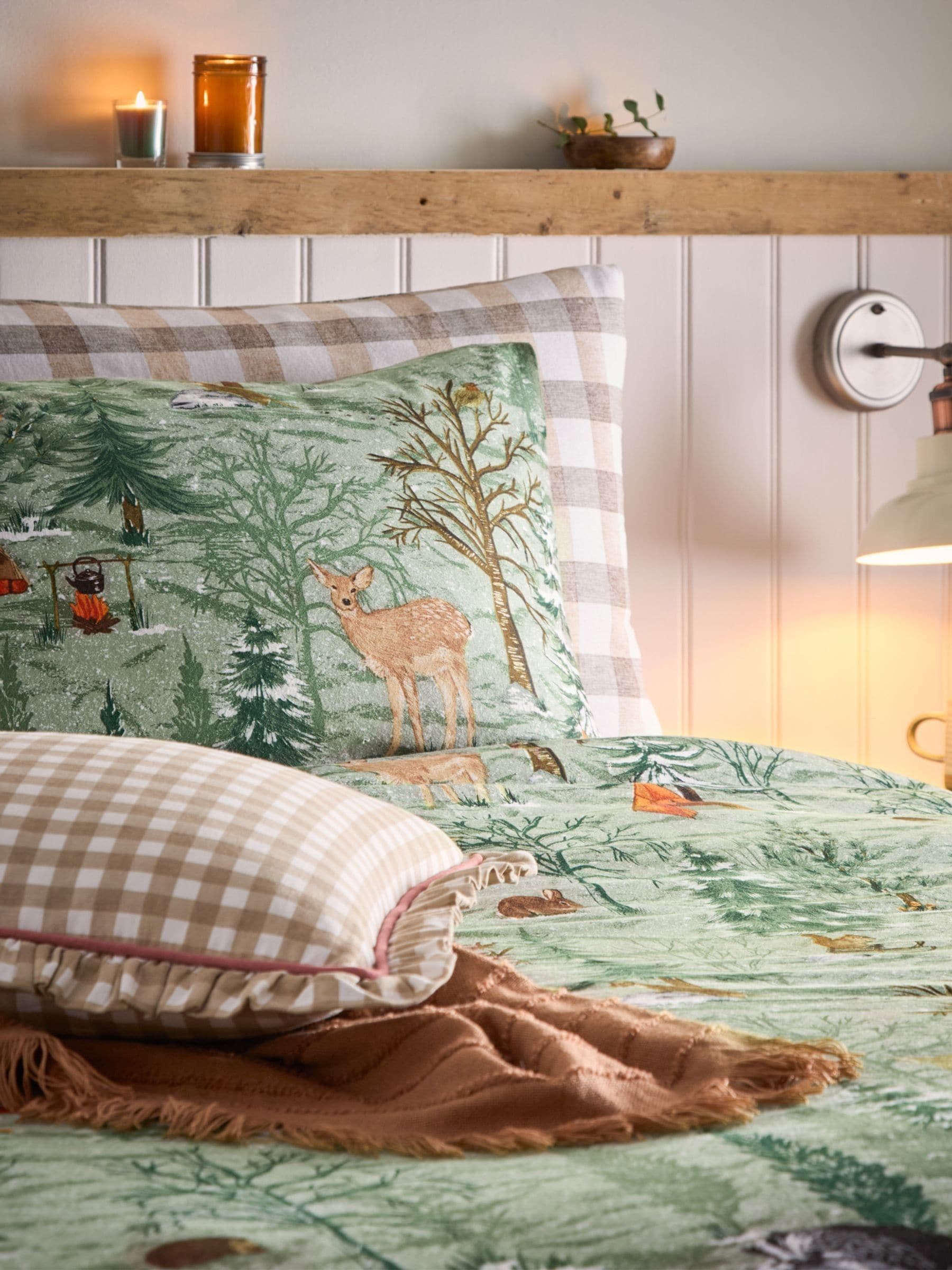 Buy Furn Oak Green Supersoft 100% Brushed Cotton Christmas Lodge