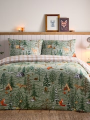 Furn Oak Green Lodge Wood 100% Cotton 100Brushed Duvet Cover Set - Image 4 of 4