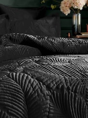Paoletti Black Palmeria Quilted Velvet Duvet Cover Set - Image 2 of 3