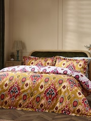 Paoletti Amber 1973 Dawson Ikat Ruffle Duvet Cover Set - Image 4 of 4