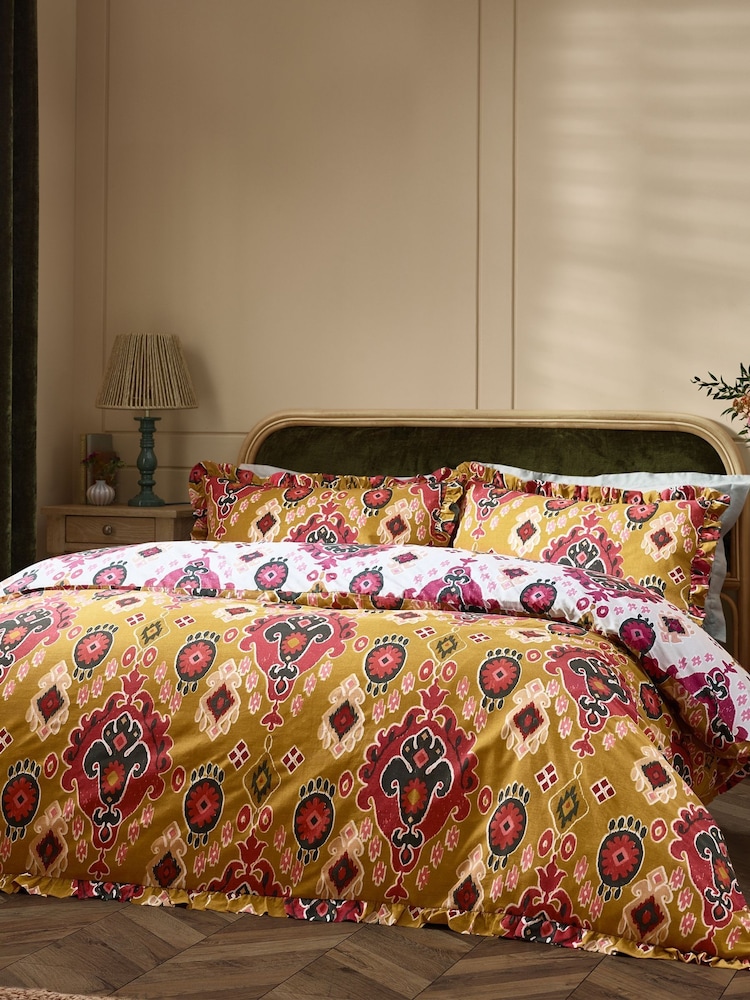 Paoletti Amber 1973 Dawson Ikat Ruffle Duvet Cover Set - Image 4 of 4