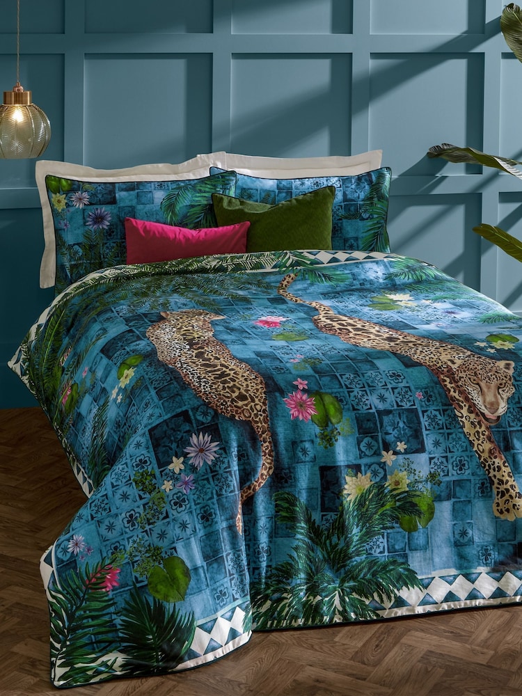 Paoletti Azure Majorelle 100% Cotton Sateen Duvet Cover Set - Image 1 of 3