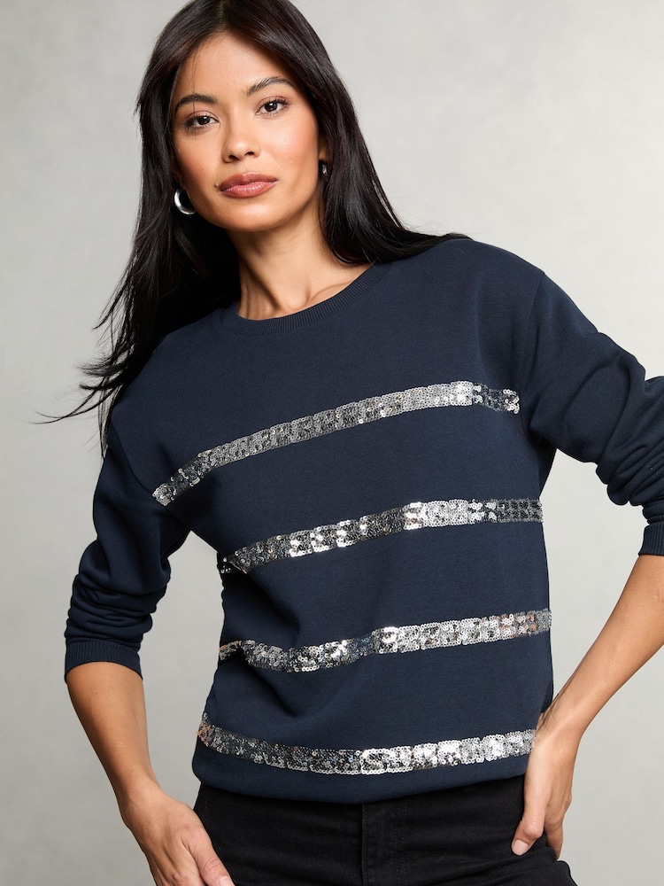 Lipsy Navy 1 Round Neck Sweatshirt - Image 1 of 4