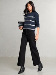 Lipsy Navy 1 Round Neck Sweatshirt - Image 4 of 4