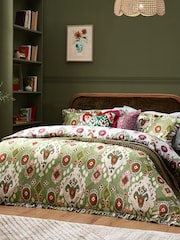 Paoletti Cedar Green 1973 Dawson Ikat Ruffle Duvet Cover Set - Image 1 of 4