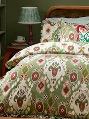 Paoletti Cedar Green 1973 Dawson Ikat Ruffle Duvet Cover Set - Image 2 of 4