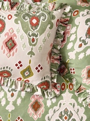 Paoletti Cedar Green 1973 Dawson Ikat Ruffle Duvet Cover Set - Image 3 of 4