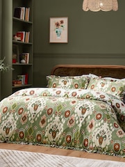 Paoletti Cedar Green 1973 Dawson Ikat Ruffle Duvet Cover Set - Image 4 of 4