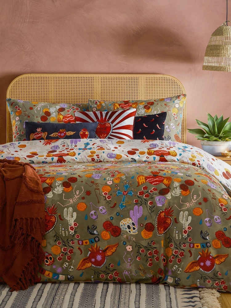 Furn Multicolour La Vida Festive Reversible Duvet Cover Set - Image 1 of 5