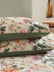 Wylder Celadon Green Wallflower Cotton Rich Reversible Duvet Cover Set - Image 3 of 4