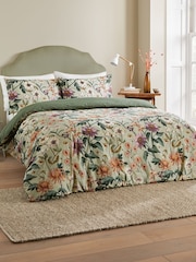 Wylder Celadon Green Wallflower Cotton Rich Reversible Duvet Cover Set - Image 4 of 4