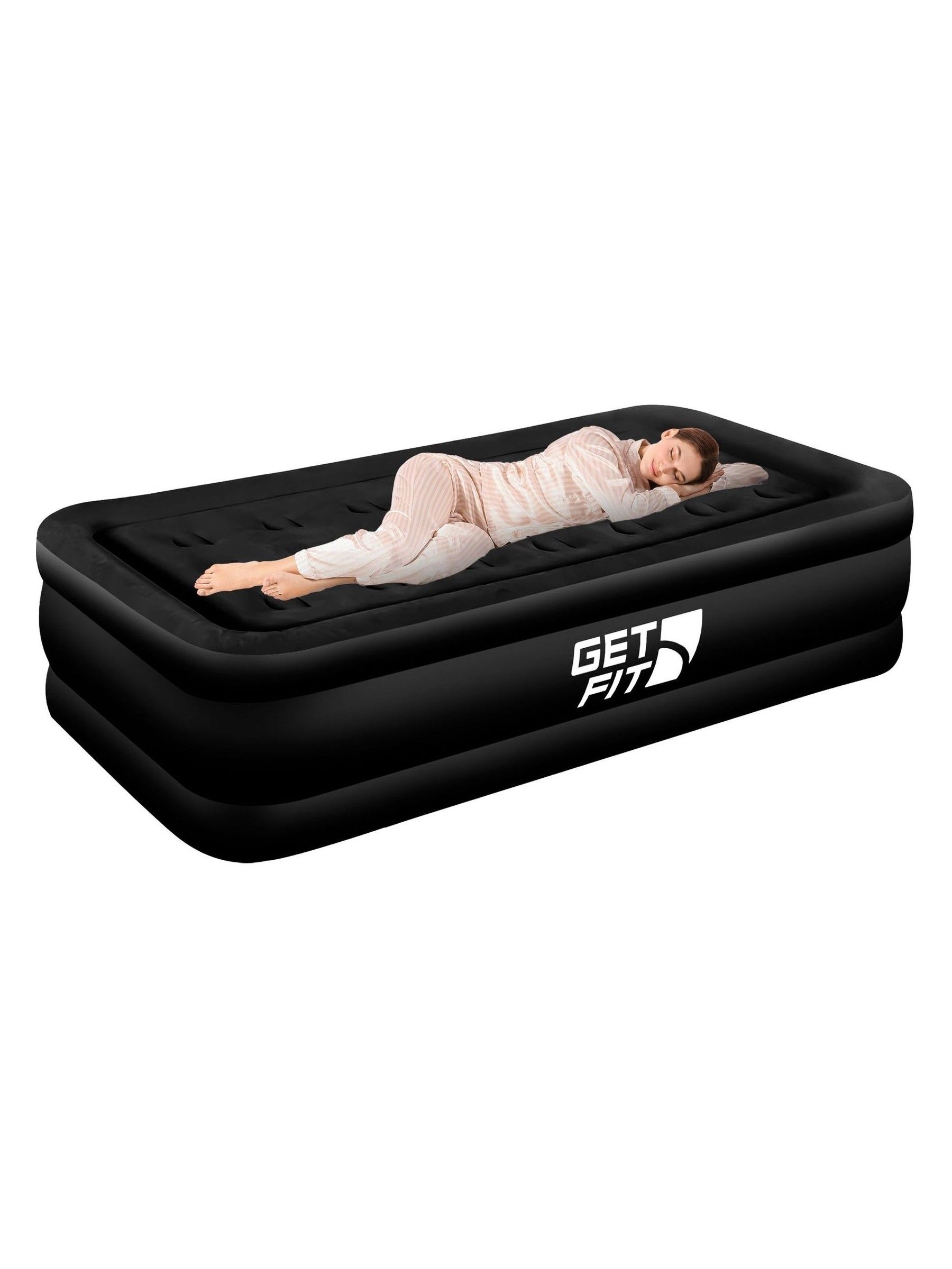 Get Fit Black Premium Air Bed with Pillows and Built in Pump