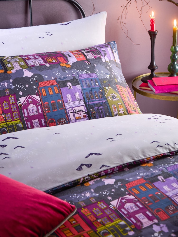 Furn Charcoal Creepy Town Reversible Duvet Cover Set - Image 2 of 3