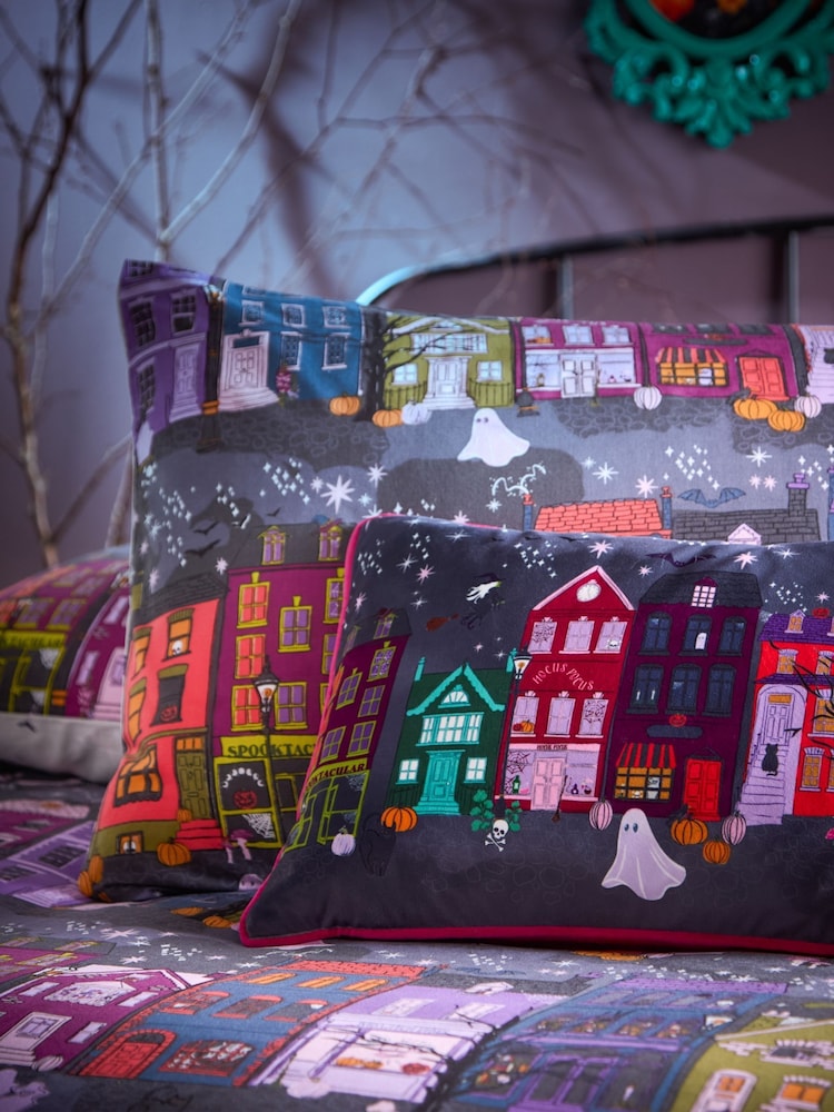 Furn Charcoal Creepy Town Reversible Duvet Cover Set - Image 3 of 3