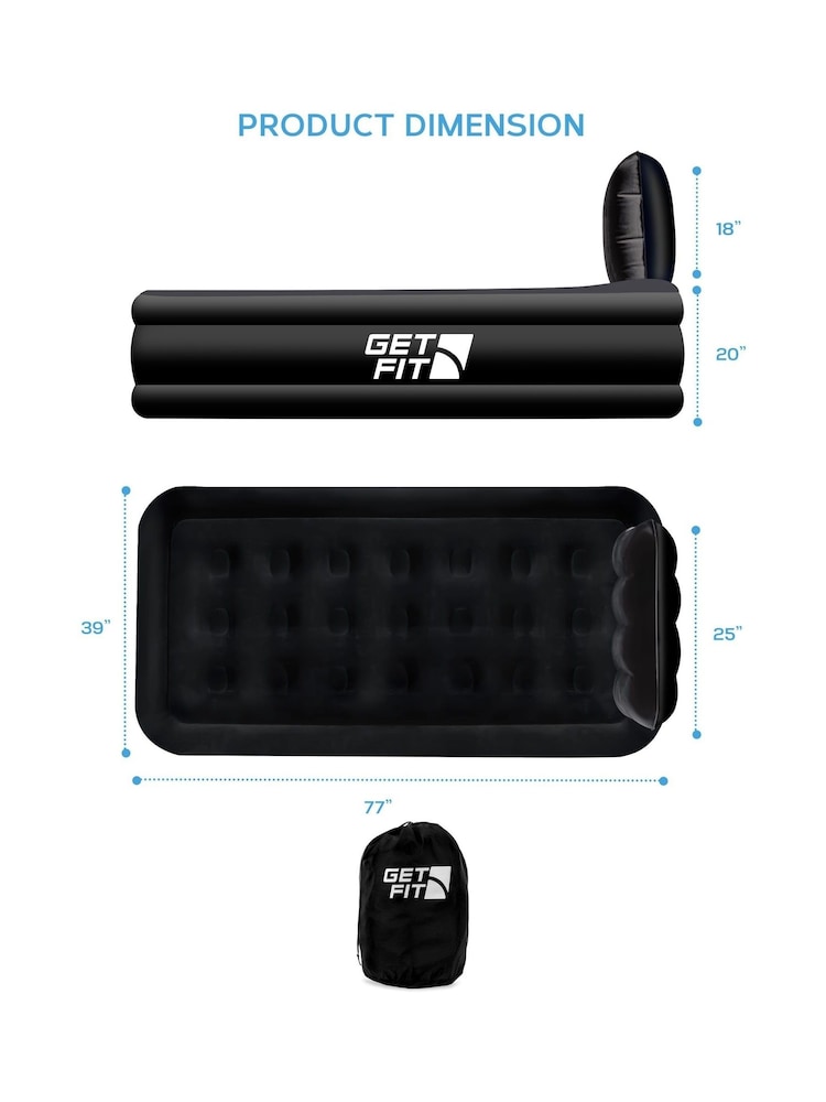 Get Fit Black Premium Air Bed With Headboard and Built In Pump - Image 2 of 7