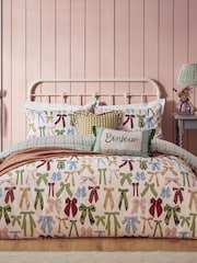 Furn Silk Pink Noortje Bows Reversible Duvet Cover Set - Image 1 of 4
