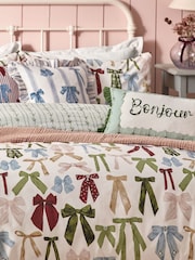 Furn Silk Pink Noortje Bows Reversible Duvet Cover Set - Image 2 of 4