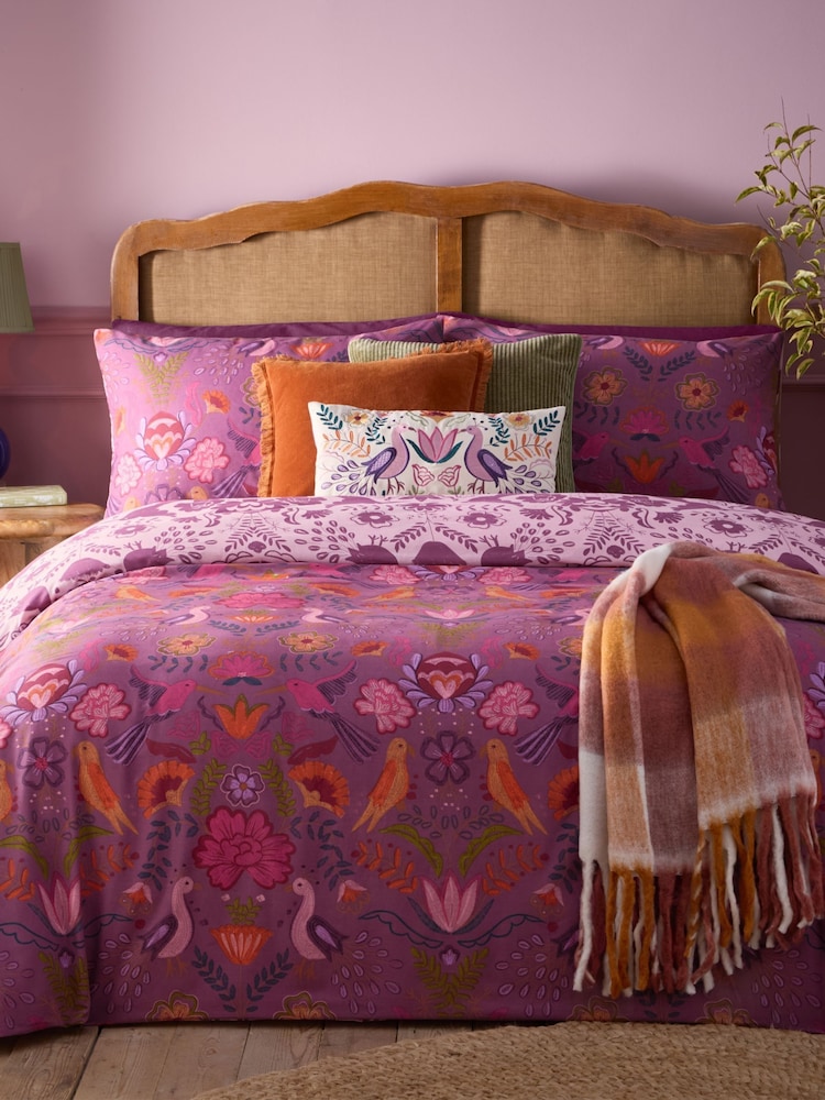 Furn Damson Broderie Floral Craft Duvet Cover Set - Image 1 of 4