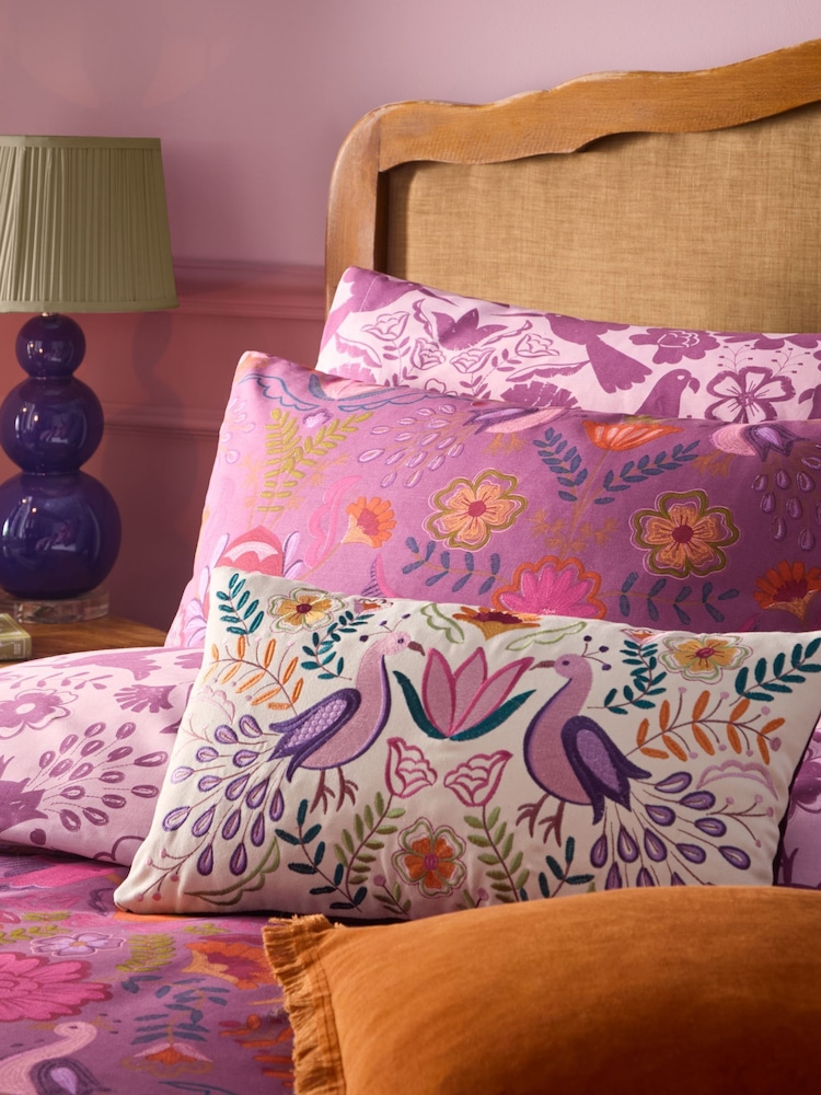 Furn Damson Broderie Floral Craft Duvet Cover Set - Image 2 of 4