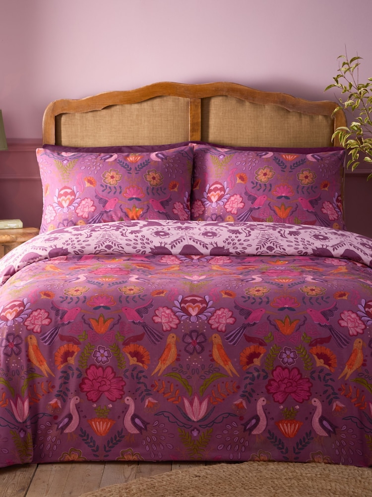 Furn Damson Broderie Floral Craft Duvet Cover Set - Image 4 of 4