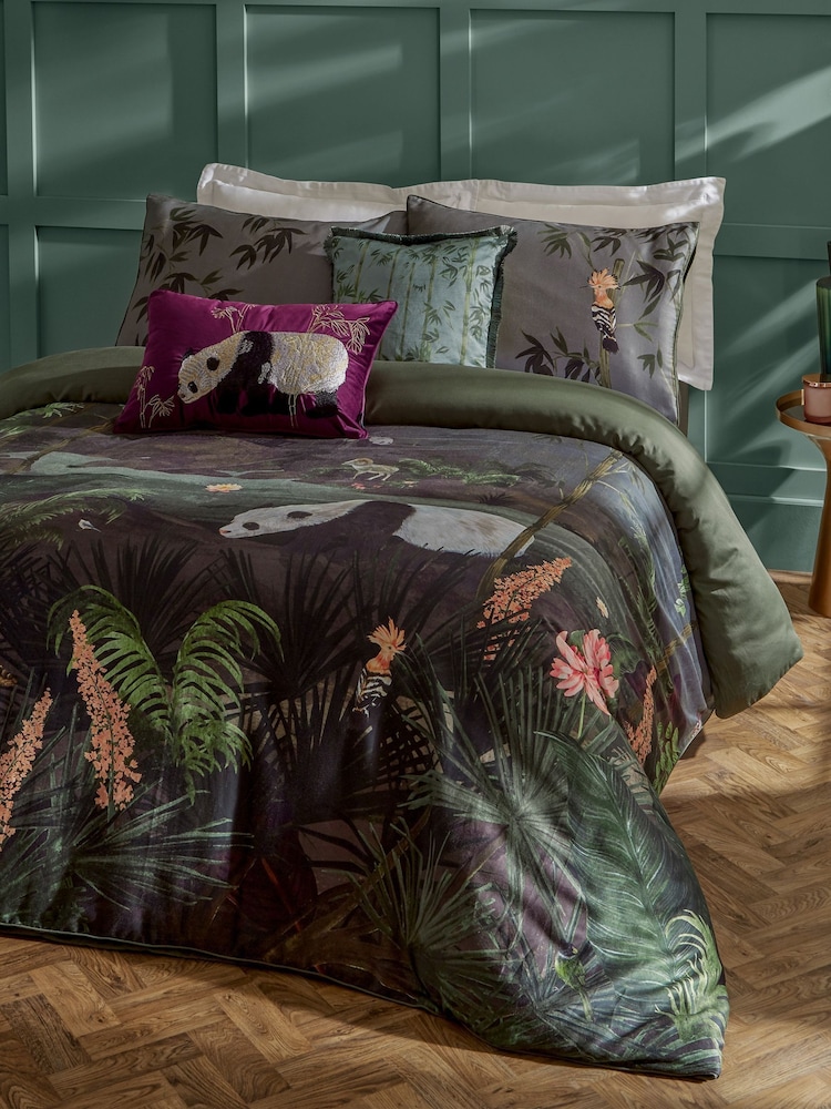 Paoletti Green Chuan 100% Cotton Sateen Duvet Cover Set - Image 1 of 3