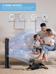 Air Pro Black Smart 38 Tower Oscillating Bladeless Fan with Remote - Image 3 of 7
