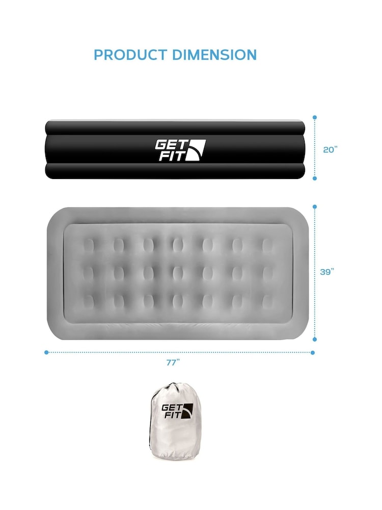 Get Fit Grey Premium Air Bed with Pillows and Built in Pump - Image 2 of 7
