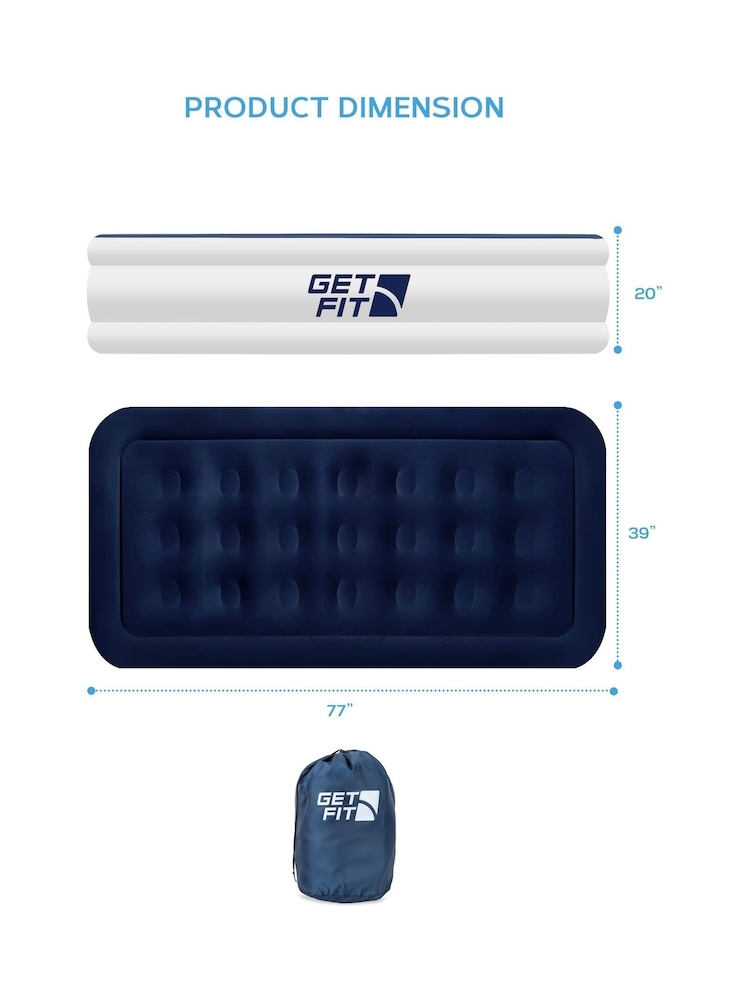 Get Fit White Premium Air Bed with Pillows and Built in Pump - Image 2 of 7