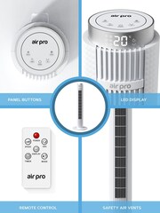 Air Pro White Smart 38 Tower Oscillating Bladeless Fan with Remote - Image 7 of 7