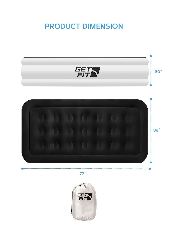 Get Fit White/Black Premium Air Bed with Pillows and Built in Pump - Image 2 of 7