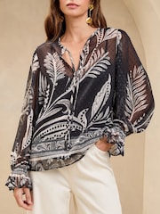 Lipsy Black 1 Tie Neck Blouse - Image 2 of 4
