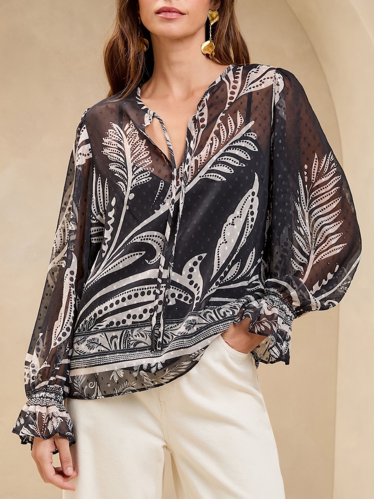 Lipsy Black 1 Tie Neck Blouse - Image 2 of 4